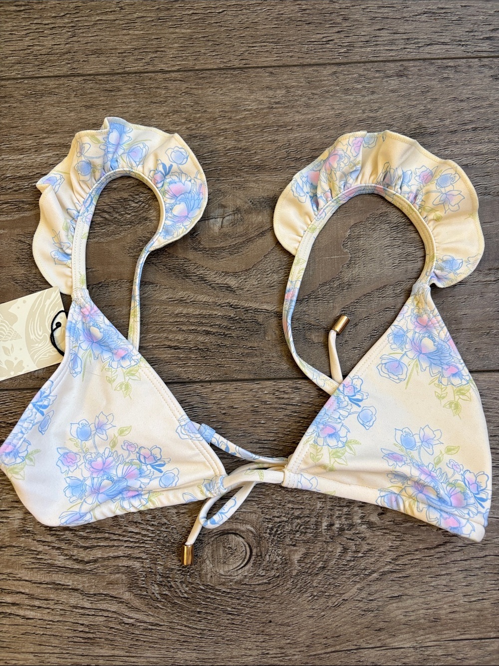 Blackbough Swim Bikini Set Floral Top Tessa Ruffled Cheeky Bottoms in Angel Cake - Picture 5 of 7